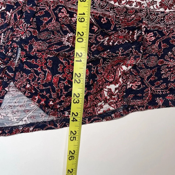 Lucky Brand Black & Red Boho Floral Print Knot Front Top Xsmall Women’s - Picture 7 of 10